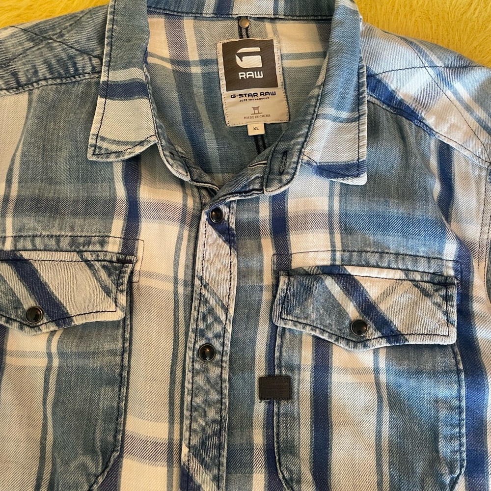G-Star Blue Plaid Cotton Button-Up Shirt